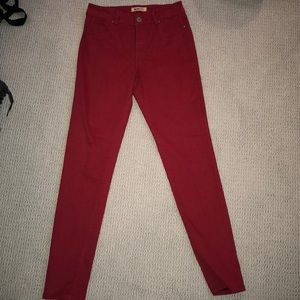 Red skinny jeans
